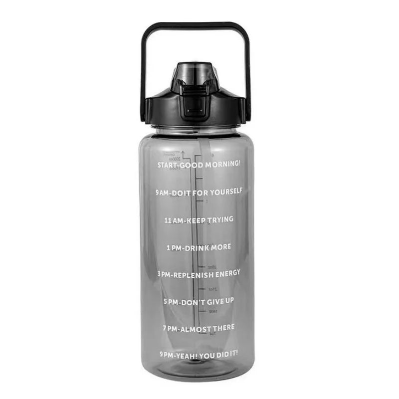 2 Liter Water Bottle with Straw Female Jug Girls Portable Travel bottles Fitness Bike Cup Summer Cold Water Jug with Time Marker